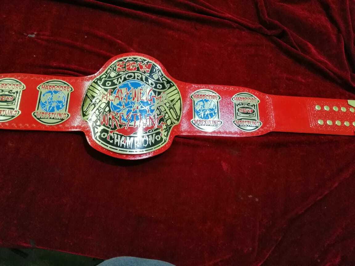 ECW WORLD HEAVYWEIGHT RED Brass Championship Belt - Image 2