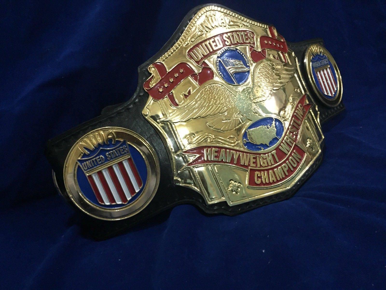 NWA UNITED STATES HEAVYWEIGHT 24K GOLD Zinc Championship Belt - Image 3