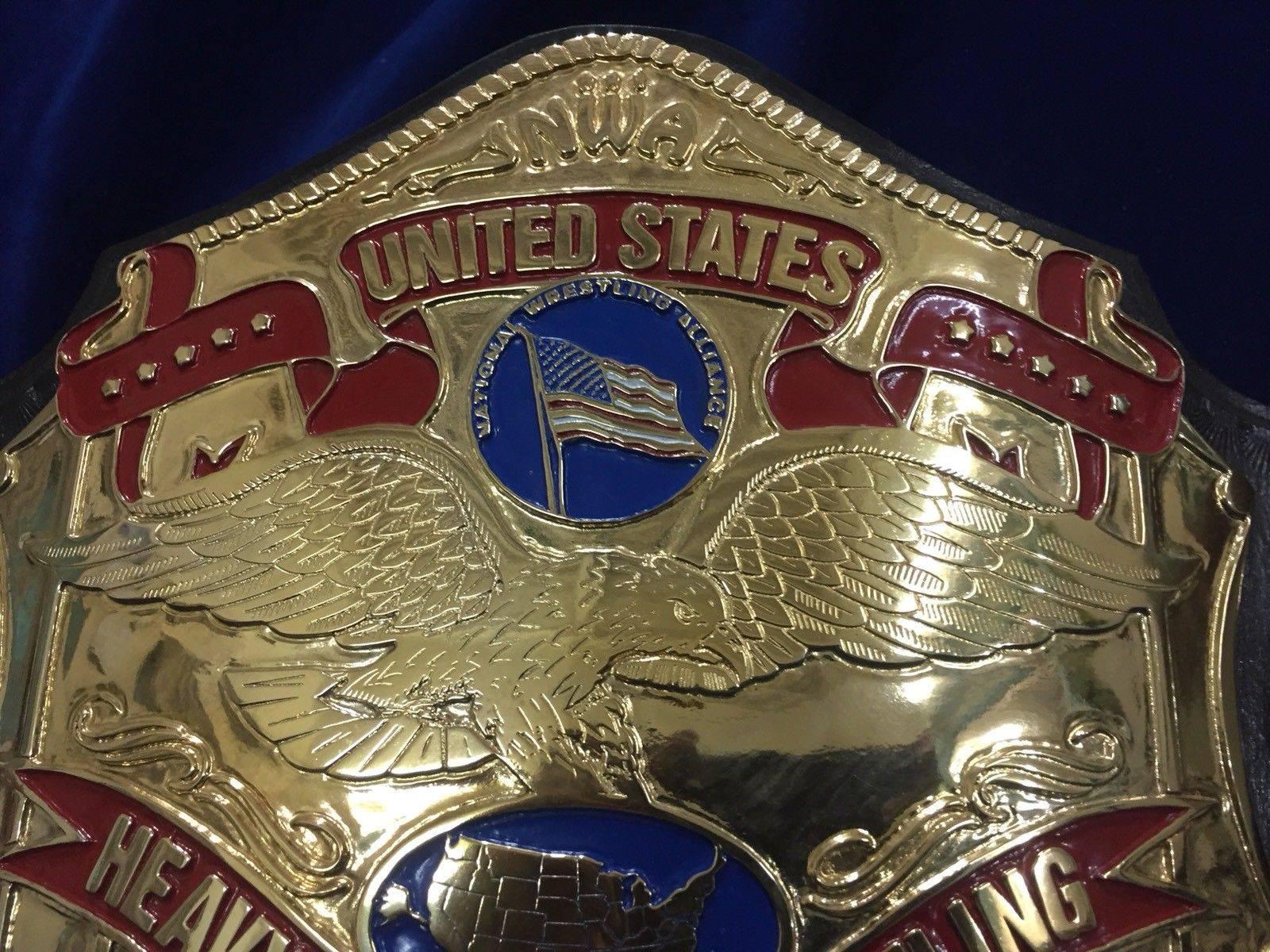 NWA UNITED STATES HEAVYWEIGHT 24K GOLD Zinc Championship Belt - Image 7