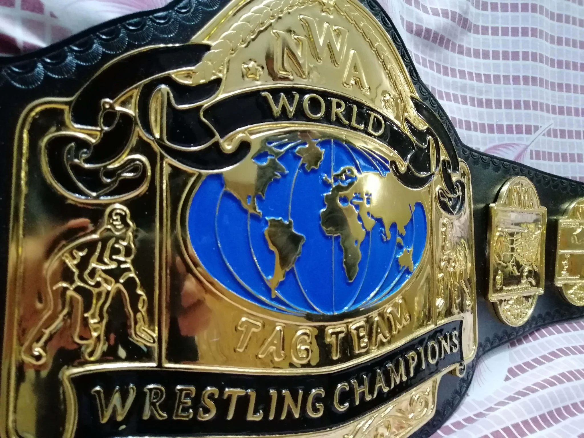 NWA WORLD TAG TEAM 24K GOLD Zinc Wrestling Championship Belt - Image 6