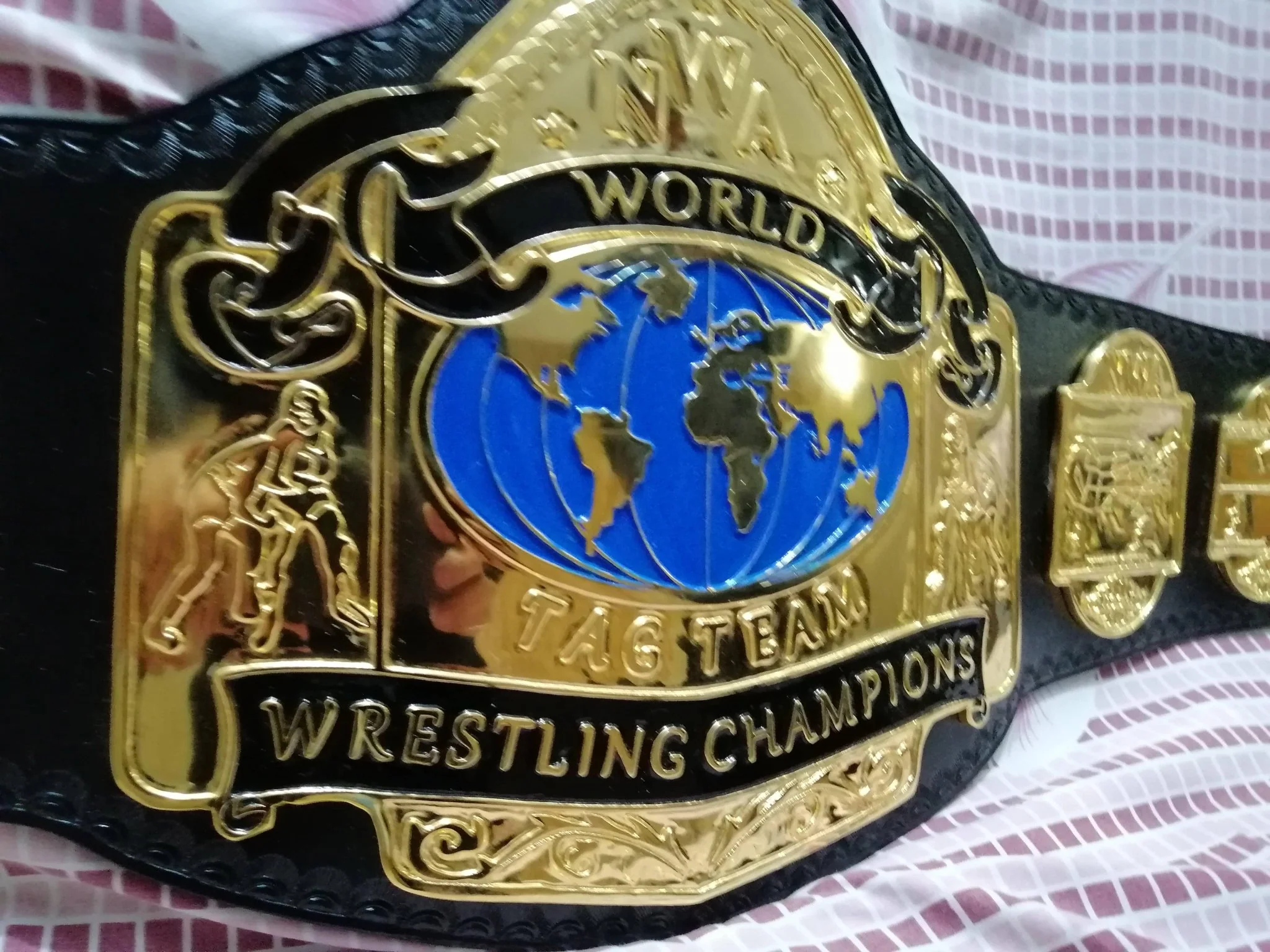 NWA WORLD TAG TEAM 24K GOLD Zinc Wrestling Championship Belt - Image 7