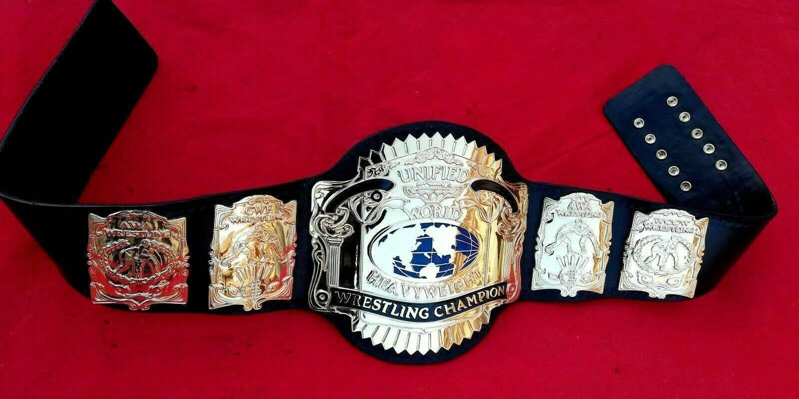 USWA UNIFIED HEAVYWEIGHT 24K GOLD Zinc Championship Belt - Image 2