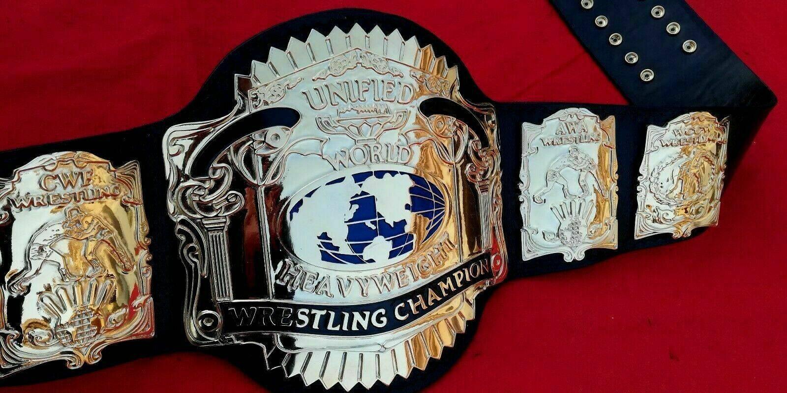 USWA UNIFIED HEAVYWEIGHT 24K GOLD Zinc Championship Belt - Image 6