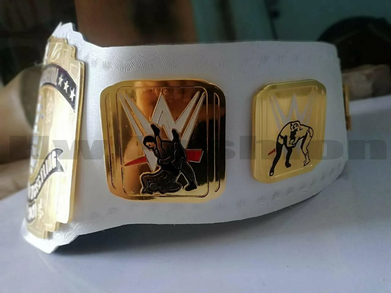 WWE INTERCONTINENTAL WHITE SCRATCH LOGO Brass Championship Belt - Image 2