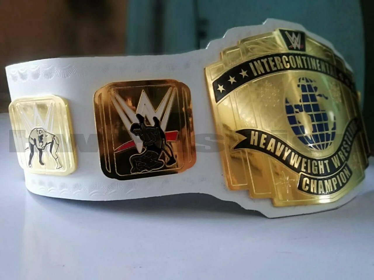 WWE INTERCONTINENTAL WHITE SCRATCH LOGO Brass Championship Belt - Image 3