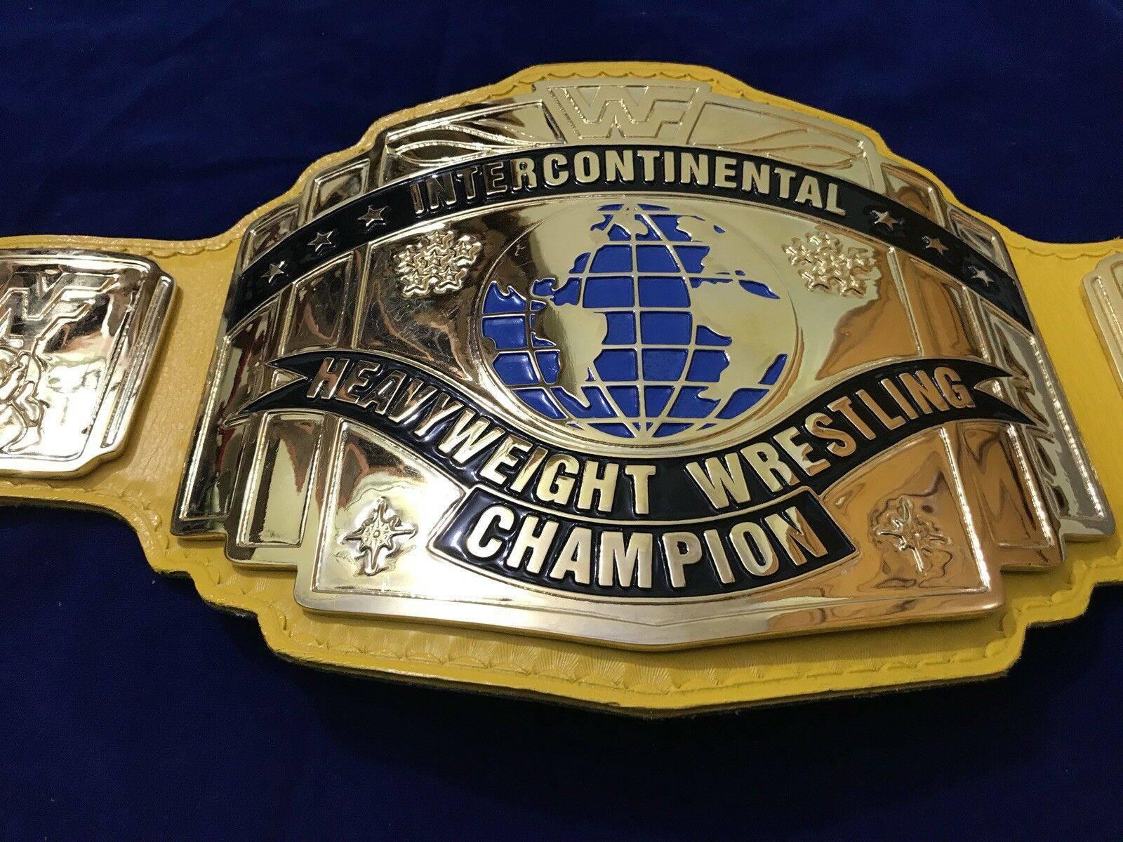 WWF INTERCONTINENTAL YELLOW 24K GOLD Zinc Championship Title Belt - Image 7
