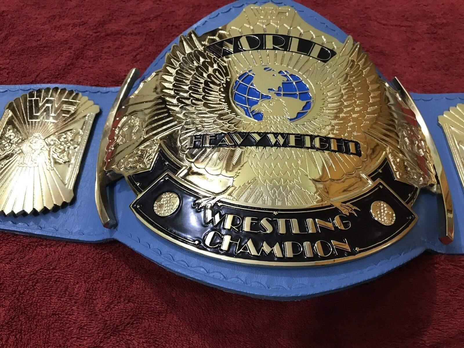 WWF WINGED EAGLE BLUE 24K GOLD Zinc Championship Belt - Image 3
