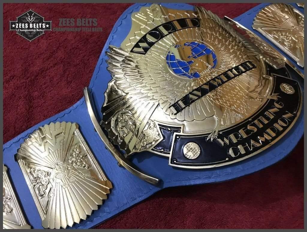 WWF WINGED EAGLE BLUE 24K GOLD Zinc Championship Belt - Image 6