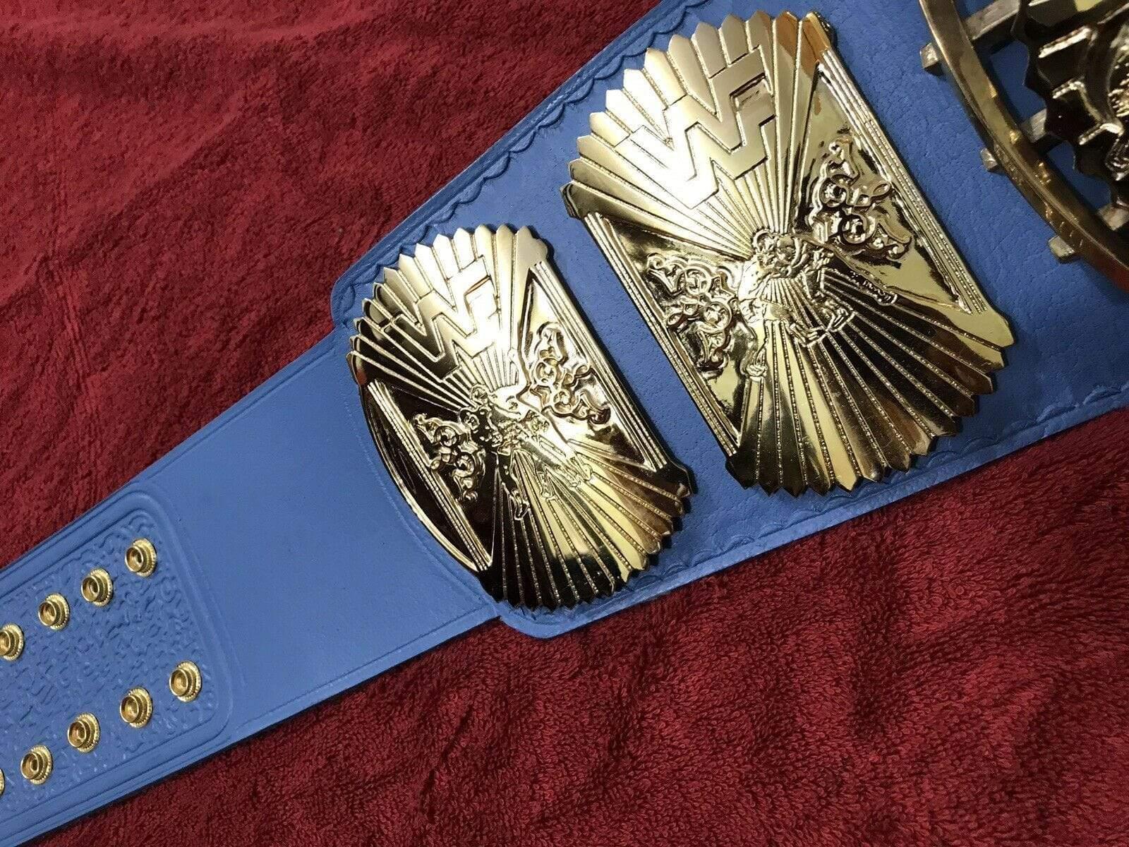 WWF WINGED EAGLE BLUE 24K GOLD Zinc Championship Belt - Image 9