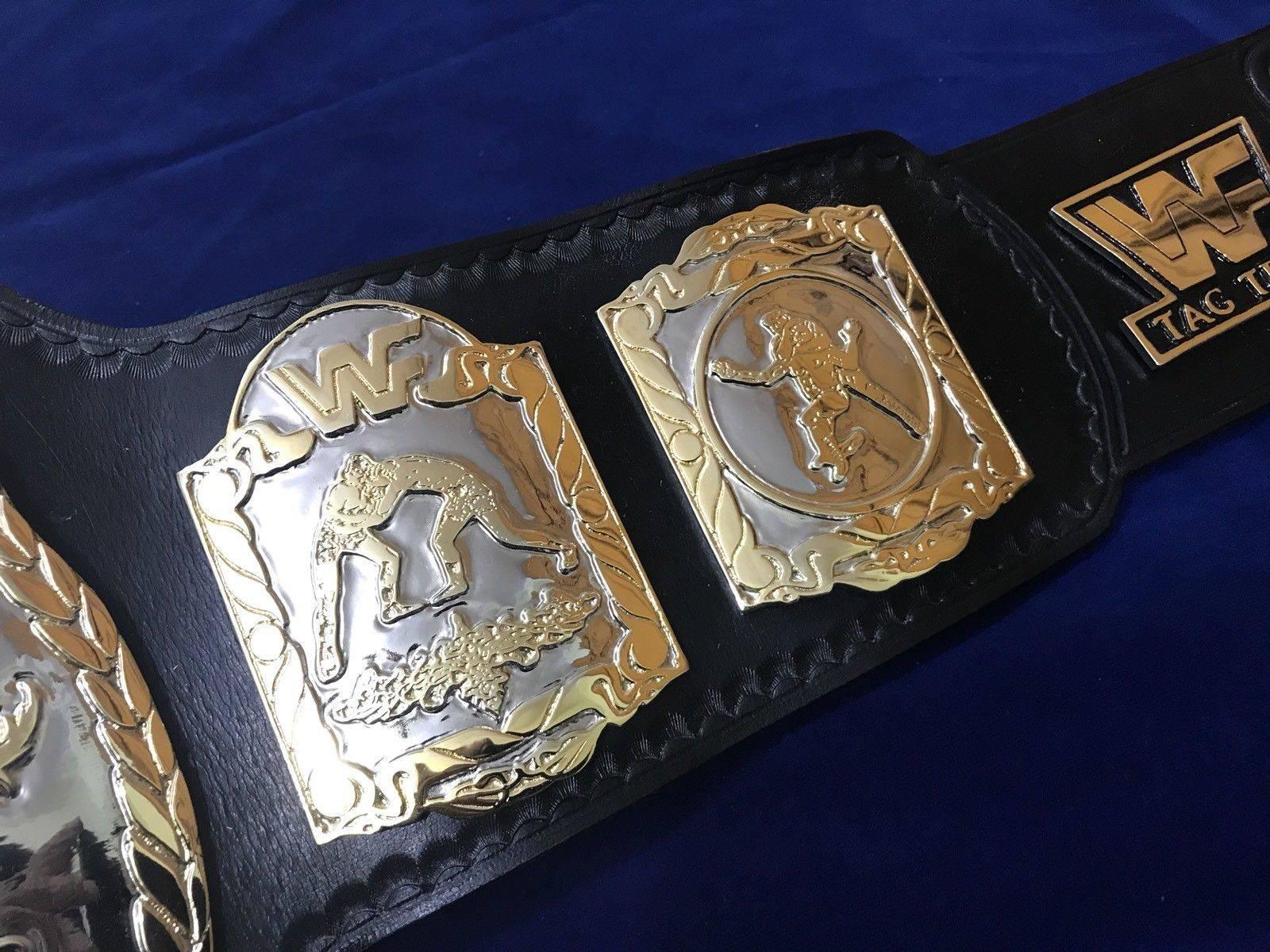 WWF WORLD TAG TEAM DUAL PLATED 24K GOLD Zinc Championship Belt - Image 11